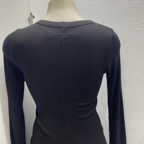 NEW ENZA COSTA Womens Soft Viscose Silk Ribbed Long Sleeve Shirt Size M Black - Picture 4 of 11